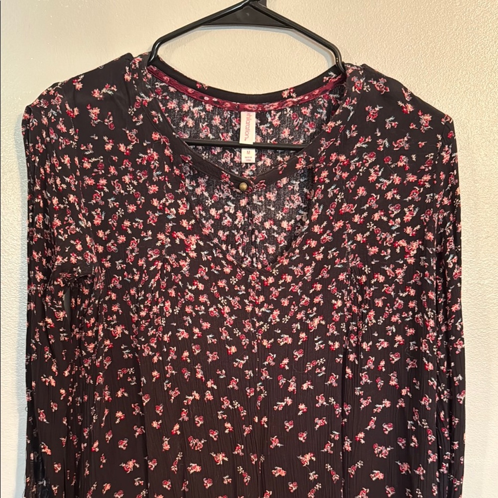 Floral Black and Pink Women's Top